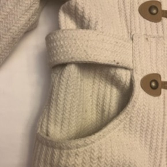 Women's BKE Cream and Tan Winter Jacket Size Medium with Detachable Hood - Picture 4 of 8